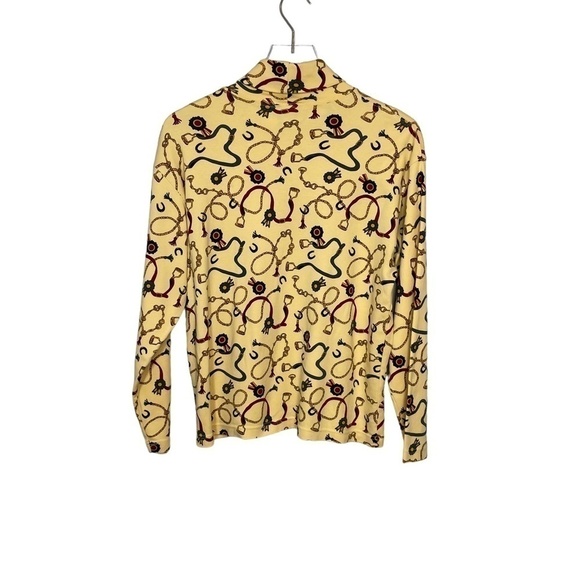 Talbots Mustard Equine Style Turtleneck 100% Cotton Top Sz M - Picture 4 of 7